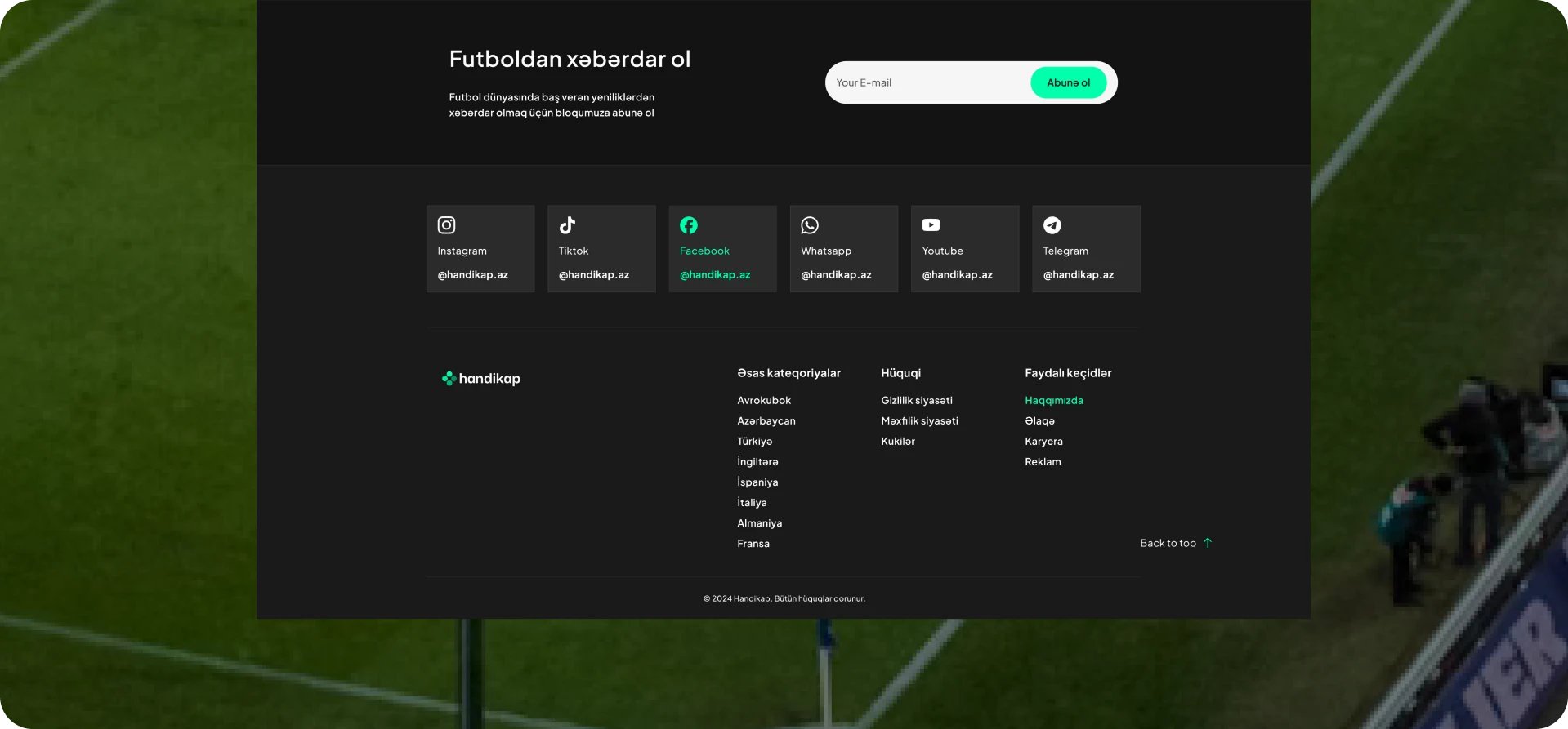 Handikap layihəsində ui dizayn: footer hissə