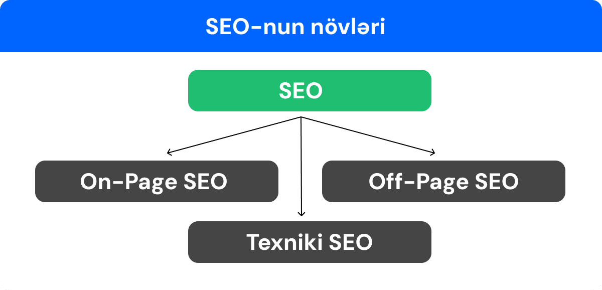SEO-nun növləri: On-Page SEO, Off-Page SEO və Texniki SEO