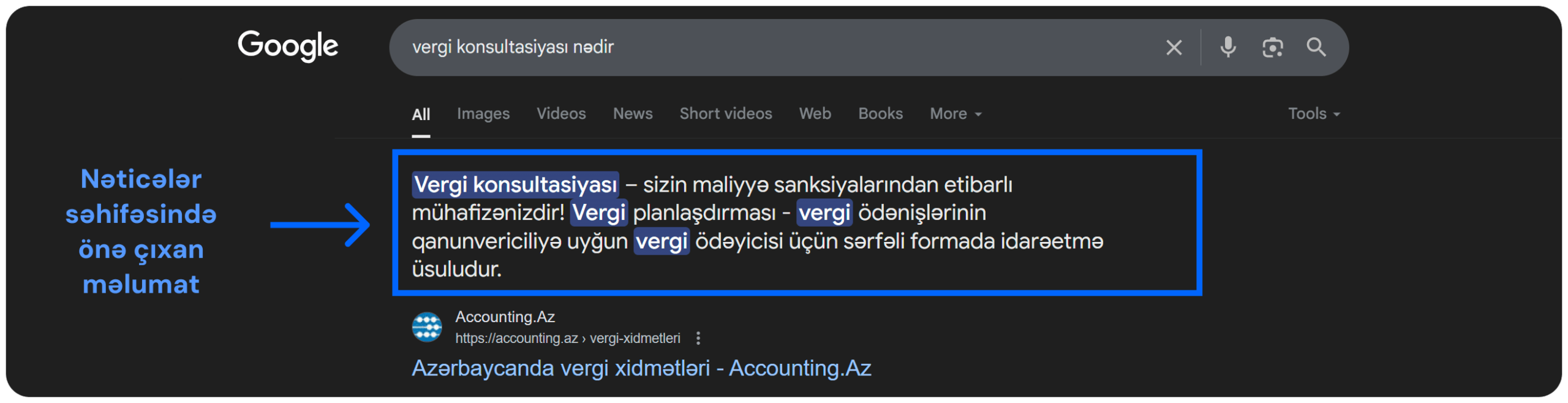 Featured snipped üçün nümunə