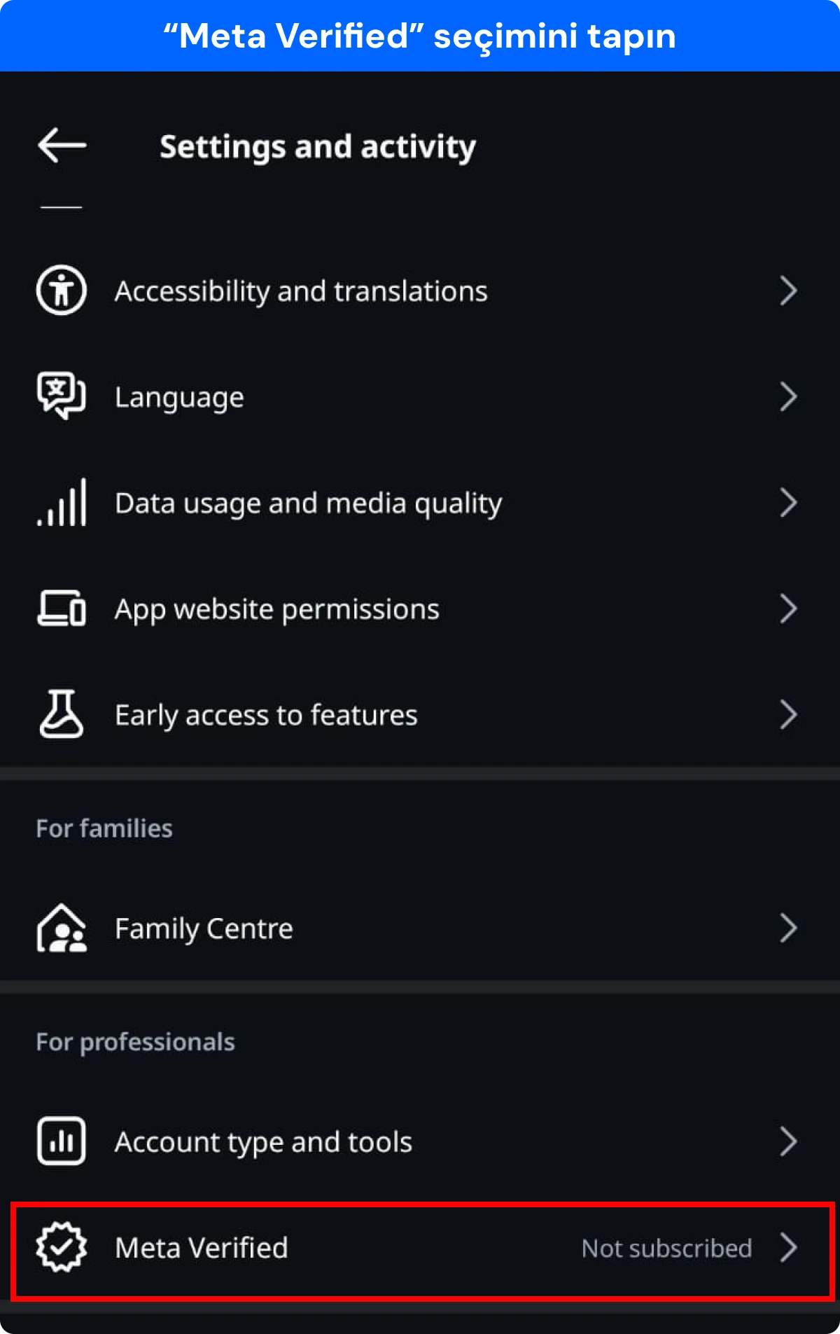 Meta verified prosesi üçün ikinci addım