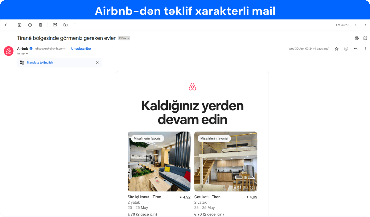 təklif email kampaniyasının nümunəsi