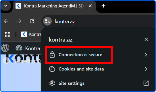 HTTPS yönləndirmə necə görünür.