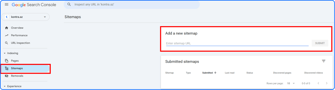 Google Search Console-da sitemap necə əlavə olunur