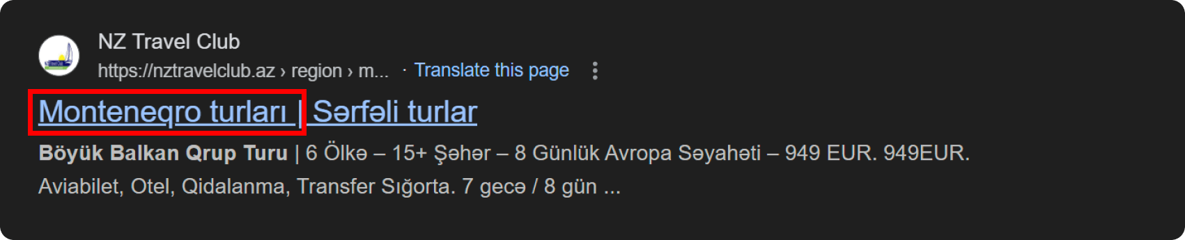 Title tag-da açar sözün işlənməsi